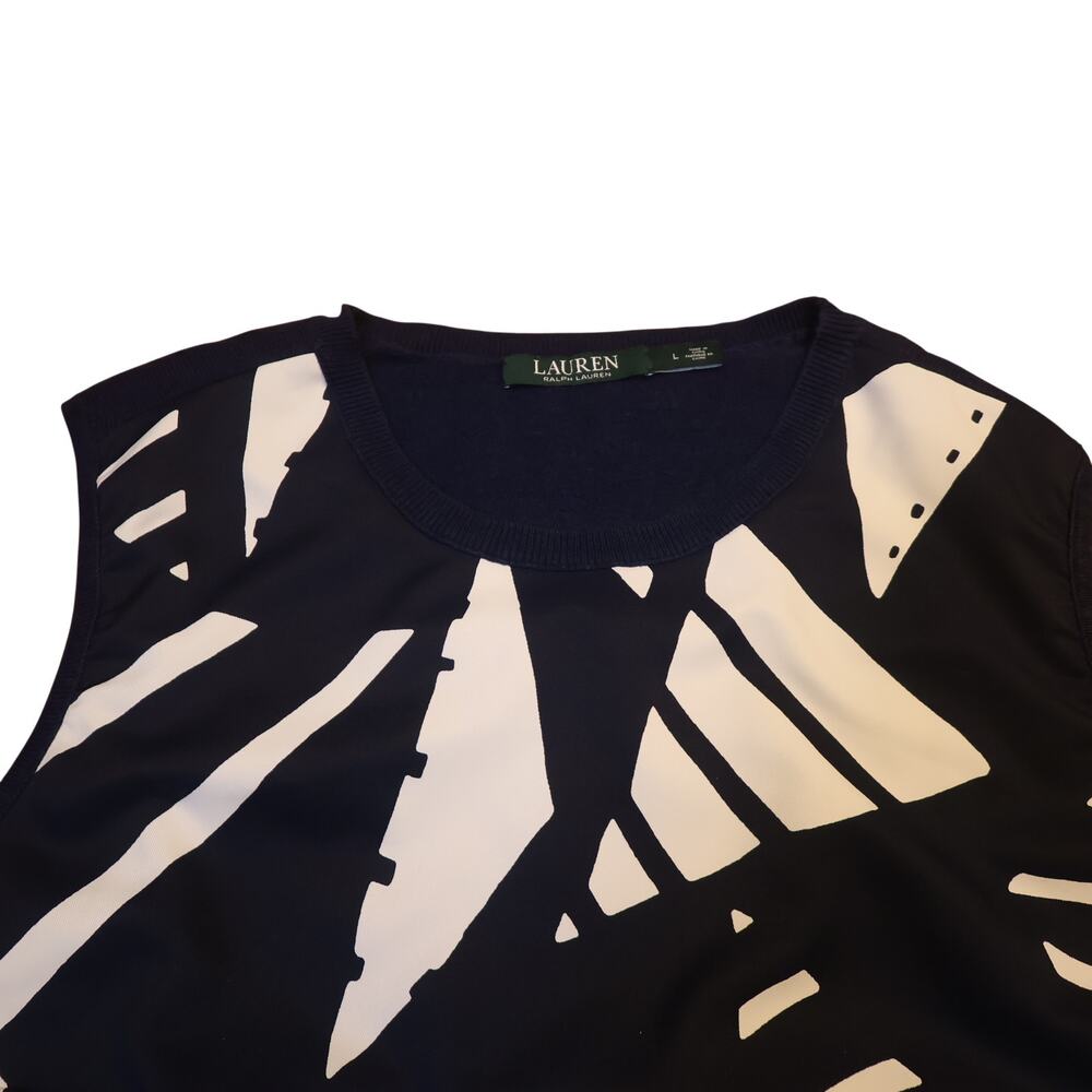 Lauren Ralph Lauren Navy Shift Dress L Geometric Print Officecore - Picture 7 of 15
